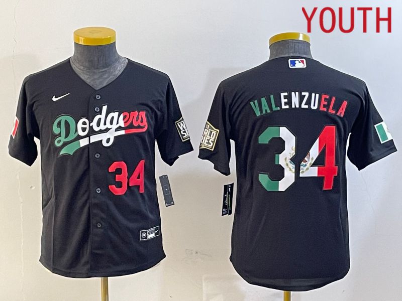 Youth Los Angeles Dodgers 34 Valenzuela Black Game 2024 Nike MLB Jersey style 10293